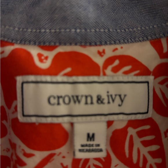 Crown and Ivy, size medium, white and orange Hawaiian shirt - Picture 2 of 4